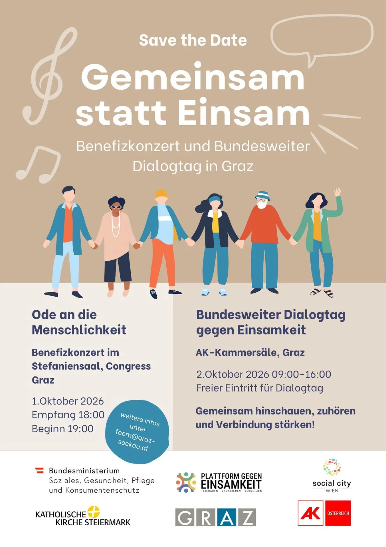 Benefizkonzert und bundesweiter Dialogtag gegen Einsamkeit in Graz